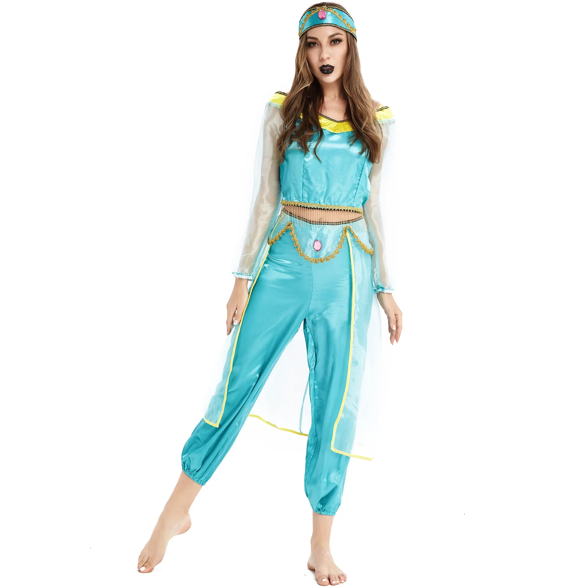 Costumes de Princesse Arabe, Tenues de Danse Indienne Brodé Bollywood, Déguisement de Jasmines pour Fête, Halloween, Cosplay