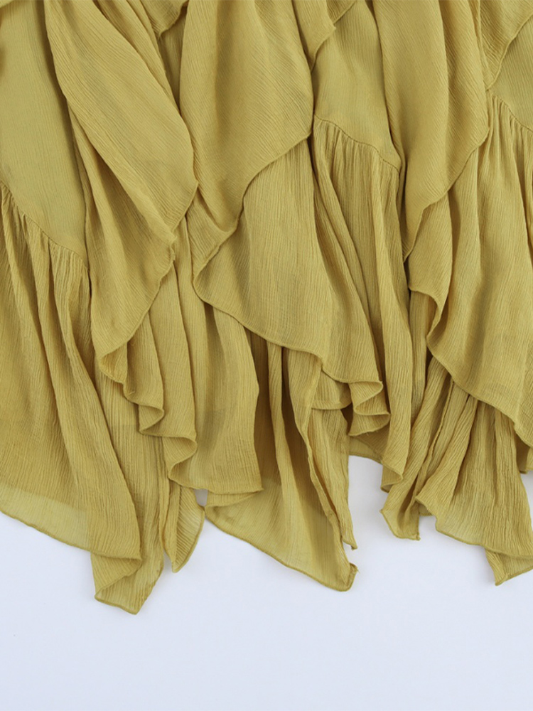 Ensemble jupe à volants élégante pour femmes, Sexy, dentelle, sans manches, hauts transparents, ligne A, jupes en cascade, tenues de printemps et d'été pour dames, 2026