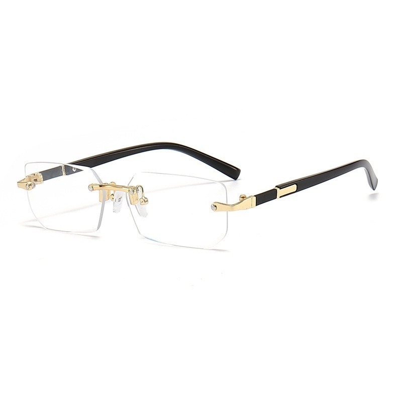 [Lunettes rectangulaires chics pour hommes] Lunettes rectangulaires sans monture chics pour hommes et femmes – Inspiration vintage, verres transparents, monture en alliage de zinc
