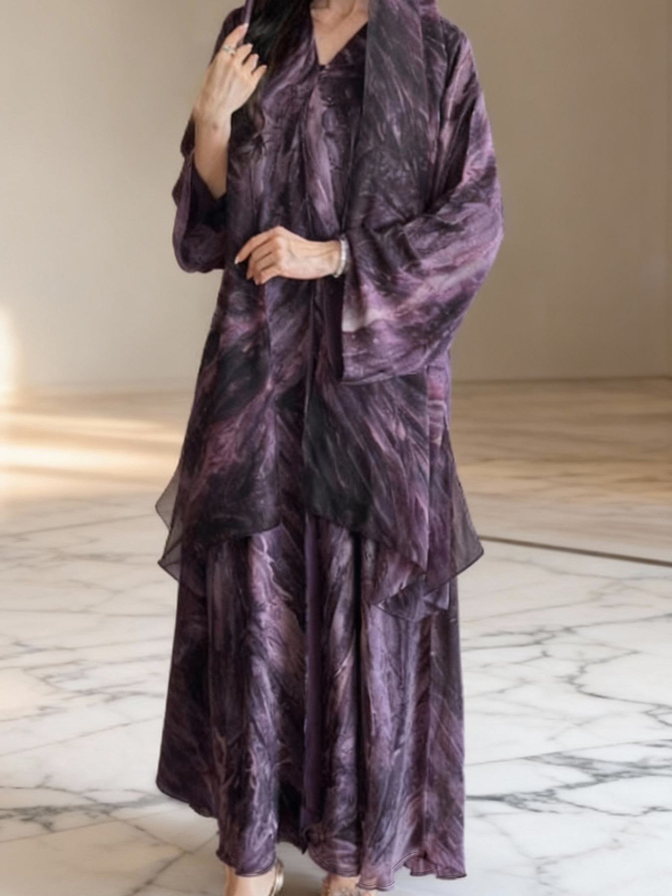 (Écharpes non incluses) Cardigan Abaya Modeste Tendance Mode Imprimé Vêtements pour Femmes Moyen-Orient Meilleures Ventes