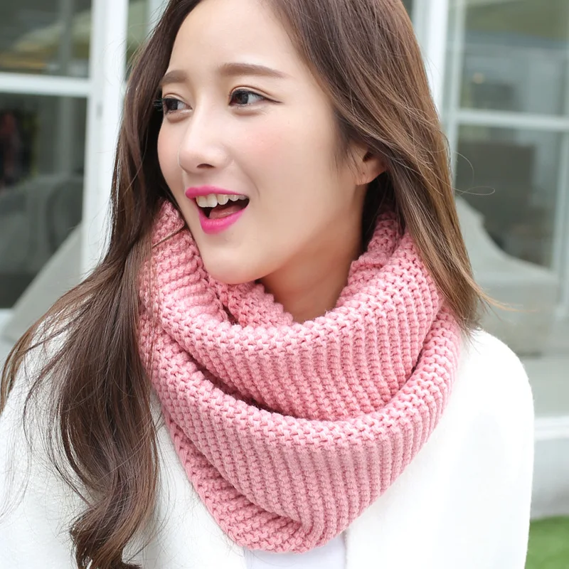 Écharpe en tricot épais de couleur unie pour femmes automne hiver Style coréen écharpe de cou chaude