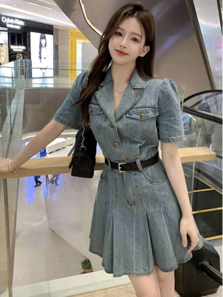 Robes féminines Coquette moulante plage Sexy Corset robe femme serré Denim mode été 2025 Style coréen vêtements une pièce