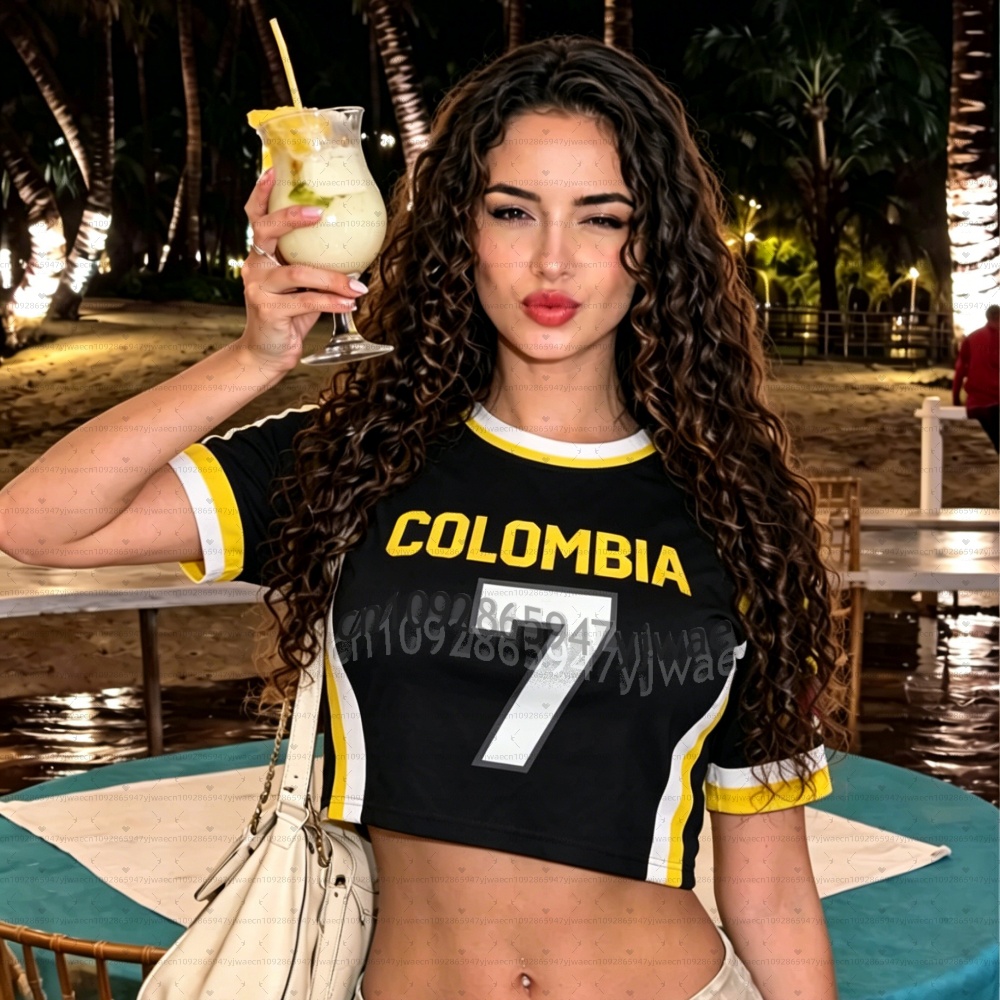 Maillots de football pour femmes et hommes, maillot de cheerleader, maillot de football colombien, t-shirt décontracté d'été pour les fans de football