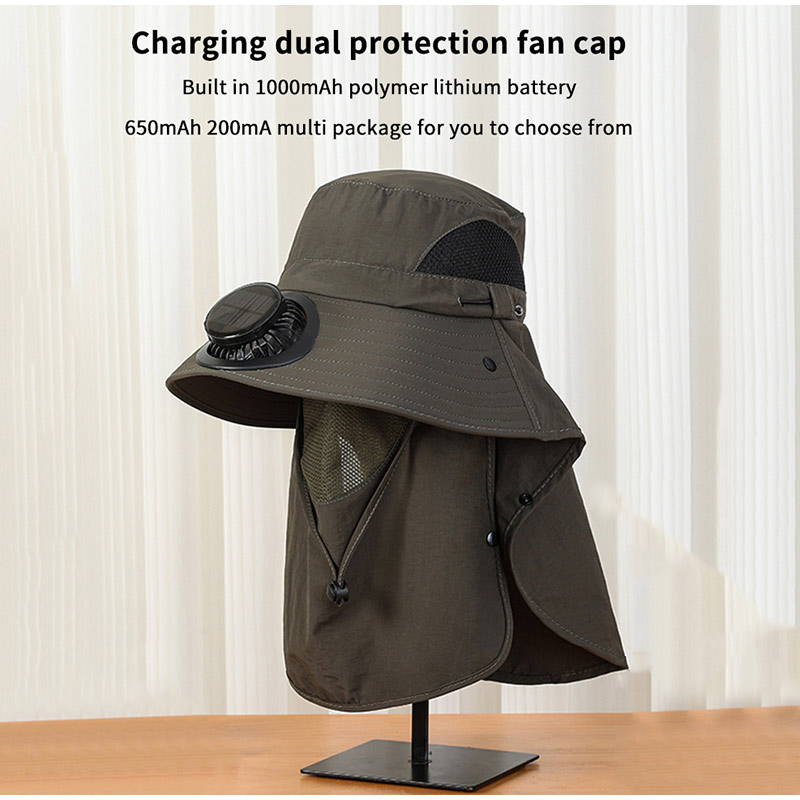 Chapeau de pêche solaire à large bord avec panneau solaire et protection UV pour homme, respirant, idéal pour l'été et les activités de plein air