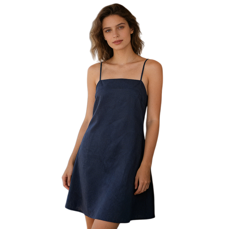 Robe d'été en coton et lin pour femme, sexy, sans manches, dos nu, chic, décontractée, pour la plage et les vacances, mini-robe courte, vestidos