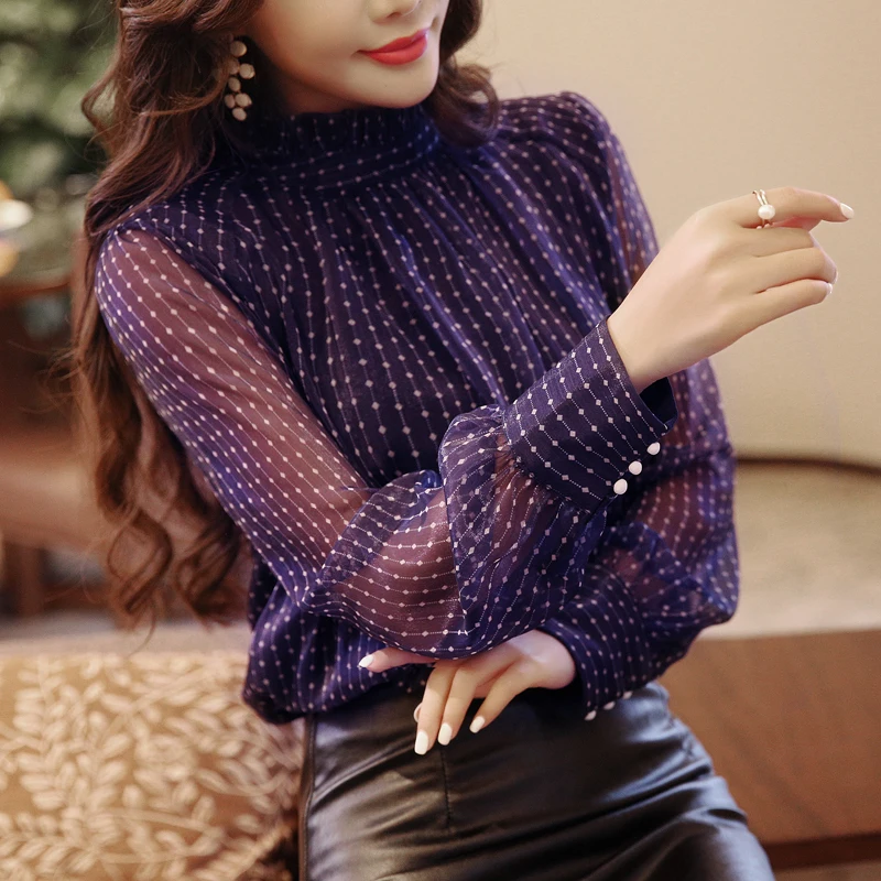 Chemisier à manches longues femmes décontracté rayé en mousseline de soie Blouse chemise mode femmes Blouses 2025 haut femme Blusa Feminina haut pour femme A28