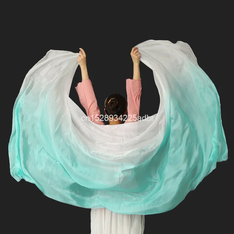 Voiles de danse orientale personnalisés en soie, accessoires de danse en soie, performance scénique, teinture dégradée faite à la main, voile 100% soie véritable rose