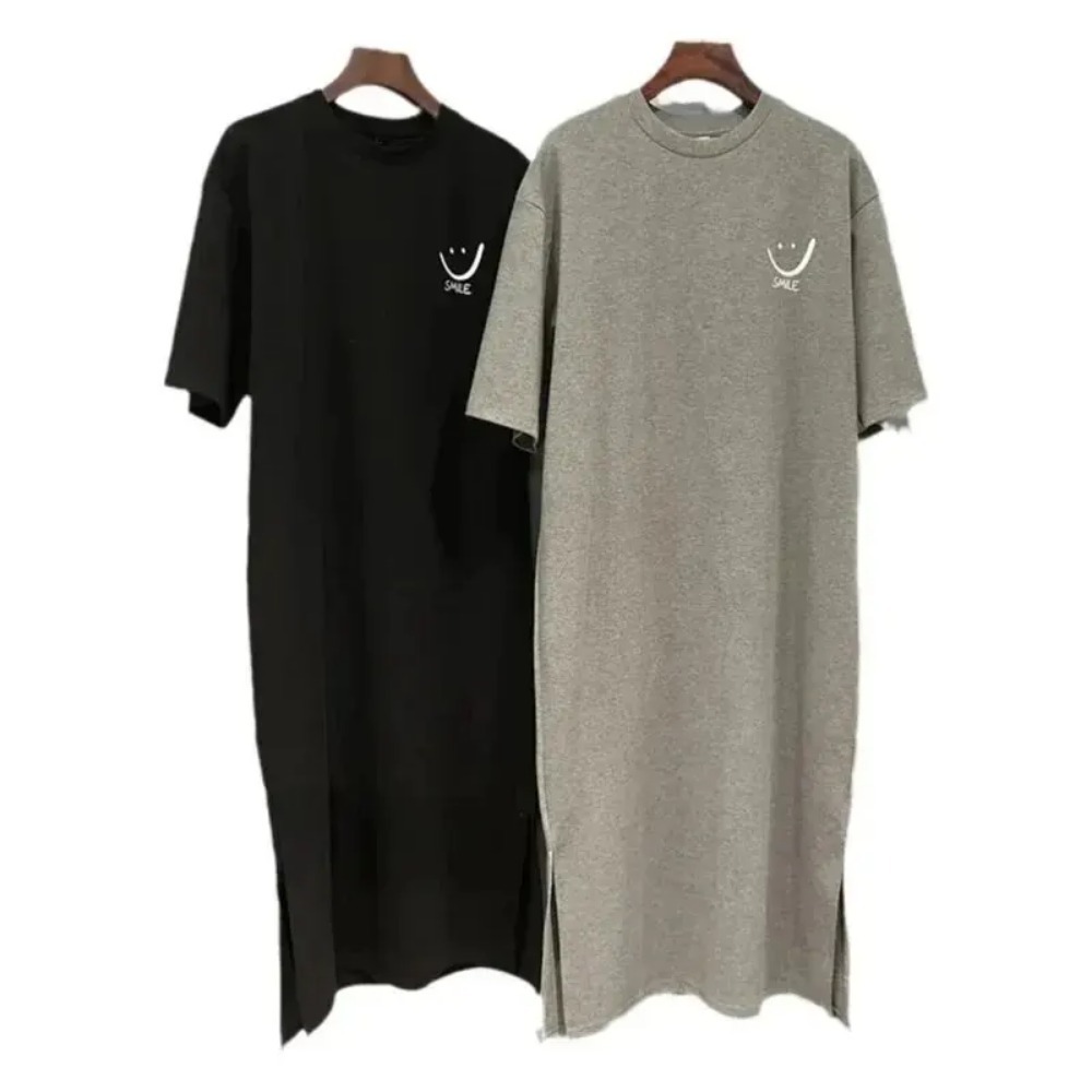 Robe T-shirt ample d'été pour femme, mi-longue, à manches courtes, décontractée et tendance, au-dessus du genou
