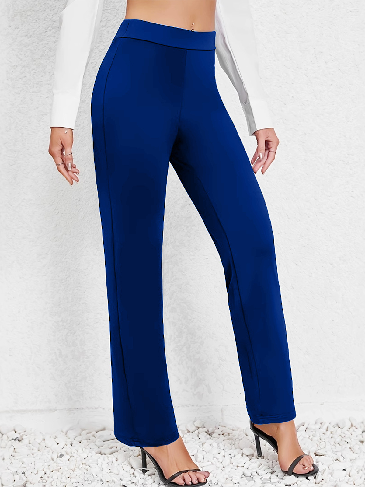 Pantalons décontractés à jambes droites et taille haute, de couleur unie, populaires en Europe et en Amérique, pour le printemps et l'été