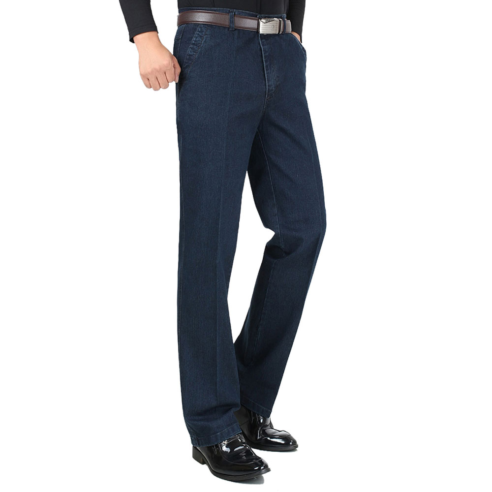 Nouveauté jean extensible pour hommes printemps automne mâle décontracté haute qualité coton coupe régulière Denim pantalon bleu foncé Baggy pantalon