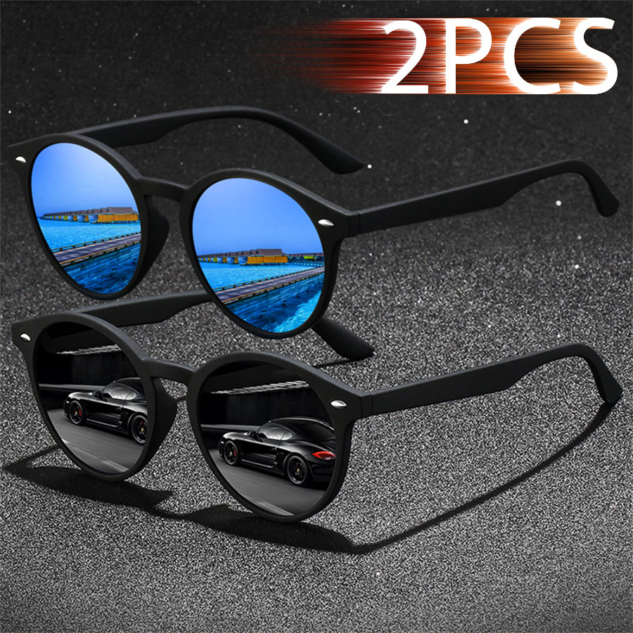 2-3 Pièces Lunettes de Soleil Ovales Vintage Tendance Homme Femme Pêche Conduite Marque de Luxe Designer Rétro
