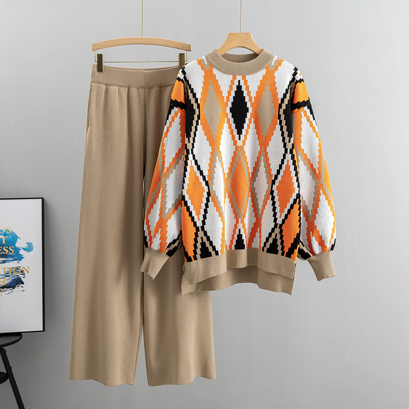Haut à manches longues et pantalon large pour femme, ensemble 2 pièces, décontracté, mode, automne, hiver, 2025