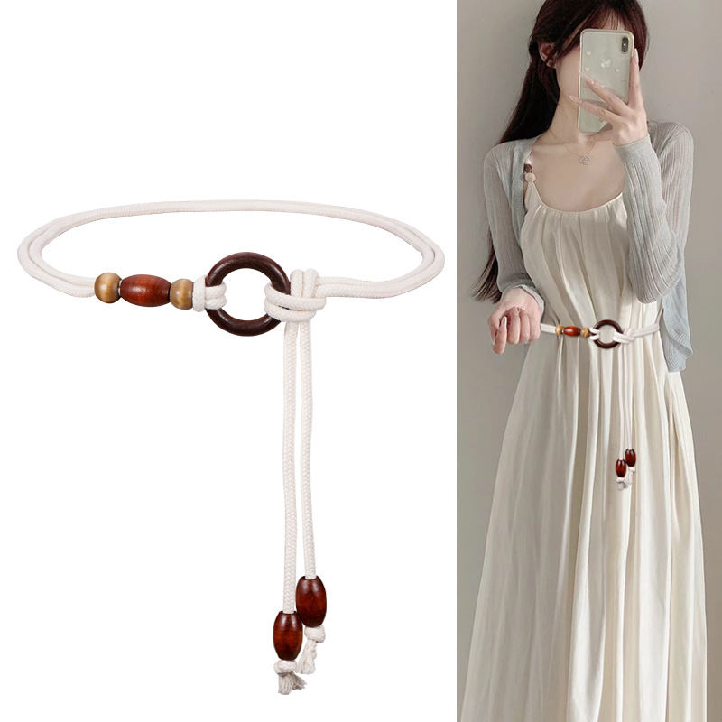 Ceinture fine en coquillage blanc pour femme, style ethnique bohème, ULtissée, sangles décoratives pour robe de dame, accessoire d'été