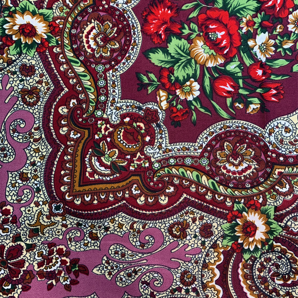 Foulard Carré de Luxe à Imprimé Floral pour Femme, Style Russe, Châle Traditionnel à Franges, Bandana, 160x160cm