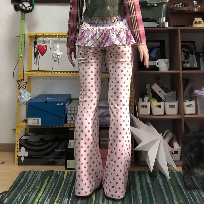 Pantalon amincissant japonais Kawaii pour femmes, vêtements Harajuku Cuteore Wave point, pantalon taille haute, pantalon esthétique Y2k