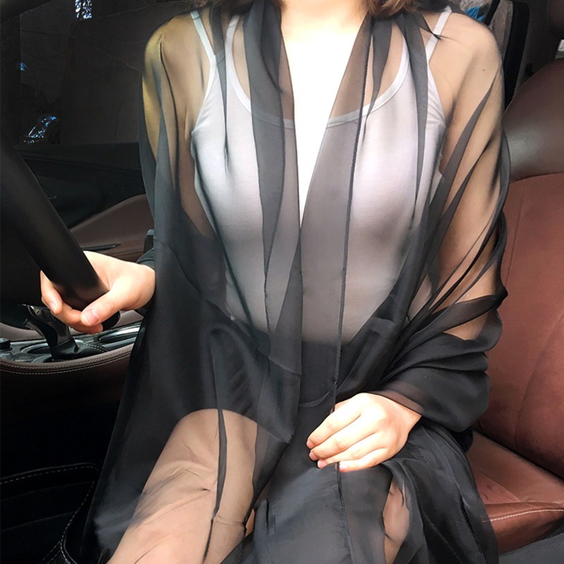 Châle coloré en mousseline de soie pour femmes, écharpe, châles pour femmes, enveloppe, Hijab, Lot Cape, foulards féminins, protection solaire d'été transparente