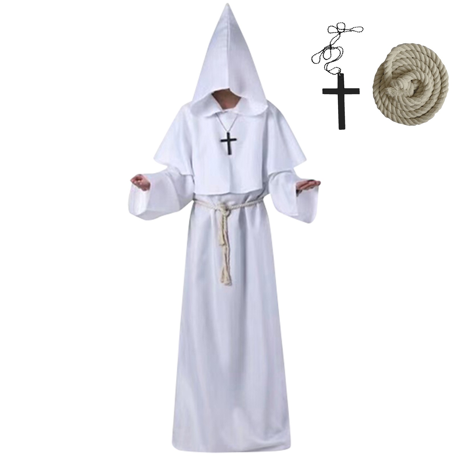 Costume de Moine Médiéval de Prairie, Robe de Magicien, Vêtements de Prêtre, d'Halloween