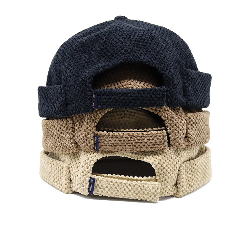 Bocca – bonnet dôme rétro pour hommes et femmes, chapeaux sans bords, Skullcap Docker Vintage réglable, couleur unie, nouveauté en coton