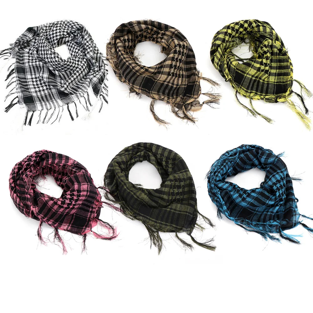Écharpe Hijab à carreaux légère pour hommes et femmes, foulard arabe du désert, foulard tactique doux de randonnée, Turban unisexe, châle militaire