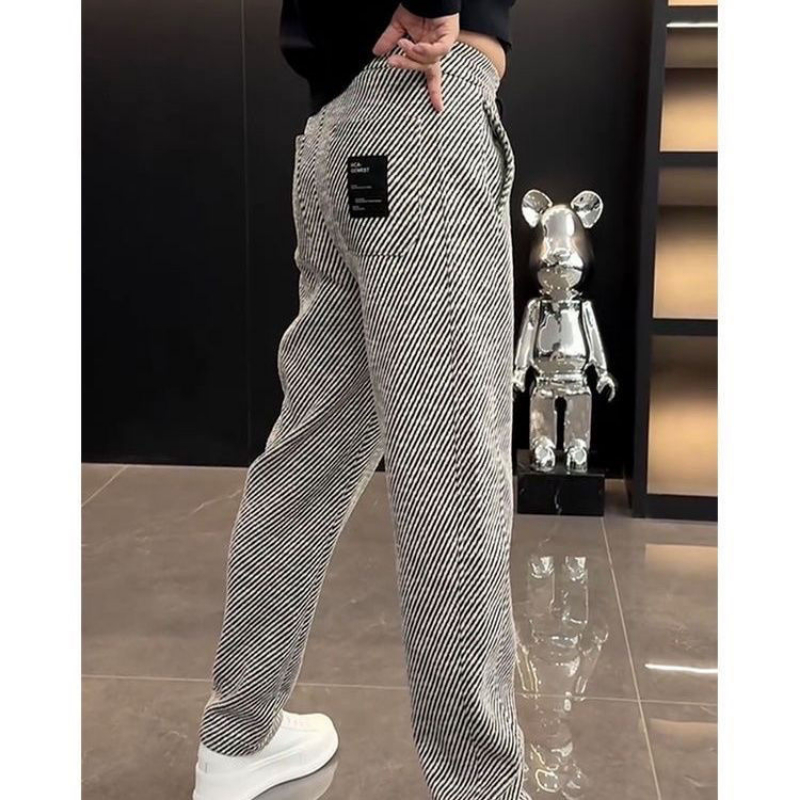 Pantalon Décontracté à Taille artificiel astique pour Homme, Vêtement Tendance avec Poches Rayées, Style Coréen, Simplicité, Assressentiavec Tout, Nouvelle Mode Printemps Automne