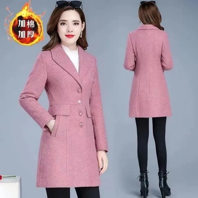 Manteau en laine pour femme, nouvelle collection automne/hiver 2026, manteau en laine élégant, coupe ajustée, longueur moyenne à longue, manteau d'extérieur épais et décontracté pour femme