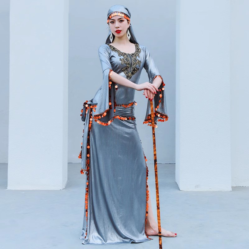 Robe Saidi de danse du ventre pour femmes, Performance individuelle de groupe, costume de concours de danse folklorique, Robe une pièce brodée avec paillettes