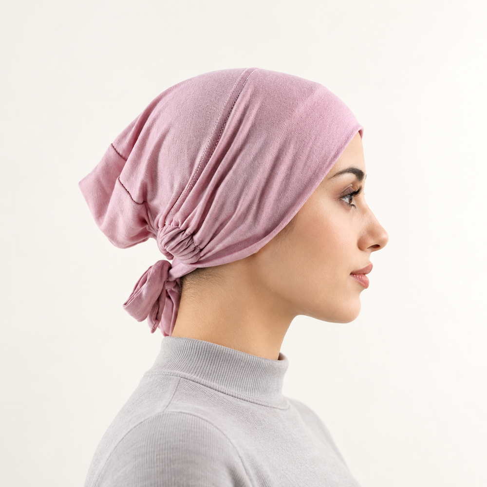 Bonnet sous-foulard à nouer dans le dos pour femmes, en coton mercerisé extensible, bonnet doux et respirant, couvre-cheveux pour un usage quotidien, turban, bandeau pour la tête.