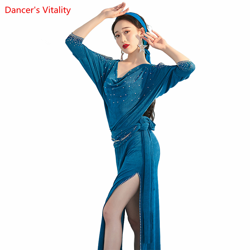 Costume de danse du ventre original pour femmes, robe baladi, vêtements d'entraînement, performance folklorique, manches mi-longues, robes balades, nouveau