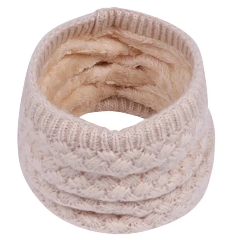 Écharpe de cou unisexe d'hiver tricotée en laine épaisse, foulard chaud, protection de la colonne cervicale, boucle d'extérieur, anneau de villosités