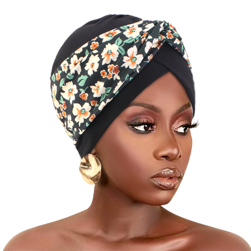 Foulard Turban musulman imprimé croix et chapeau indien foulard ethnique femmes islamique intérieur Hijab chapeaux arabe enveloppement foulard