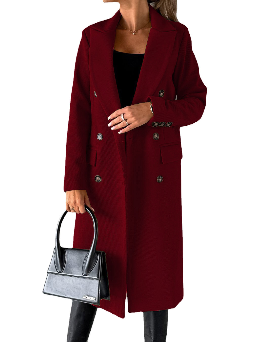 Manteau en Laine Décontracté pour Femme, Manches Longues, Style Urbain Rétro, Vestes Tendance, Col Rabattu Boutonné, Nouveaux Manteaux d'Hiver Classiques 2026