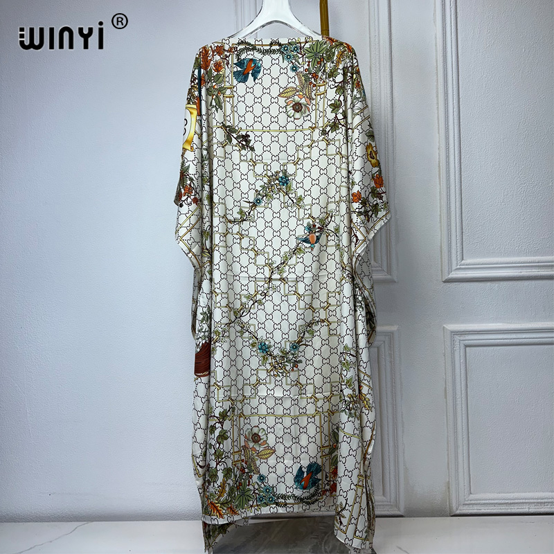 WINYI-Robe de Turquie de Luxe pour Femme Musulmane, Style Bohème, avec Lettres Imprimées, Dubaï, Taille Libre, Design Maxi, Africain, Élégant, 2024