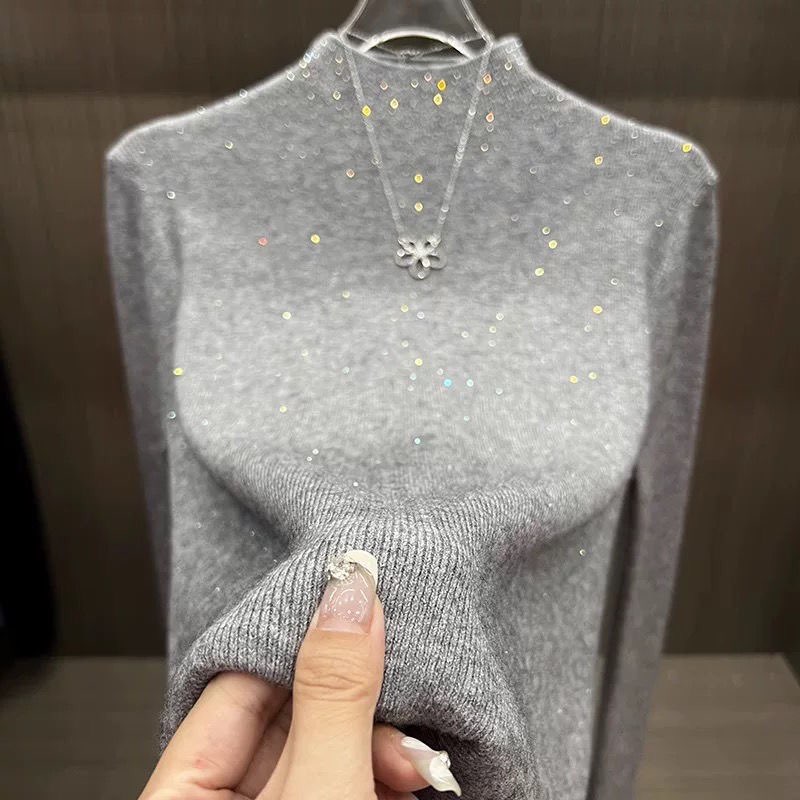 Pull femme automne hiver tricoté col roulé pulls chemise à fond mince couleur unie doux tricots pulls de base