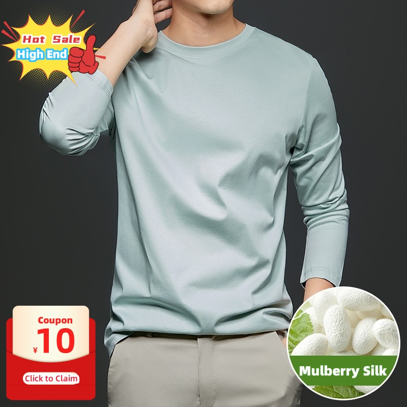 T-shirts en Soie de Mûrier Légère et Luxueuse, Élastiques, Haut de Gamme, à Manches Longues, de Qualité, Antistatiques, Confortables, Sous-vêtements Thermiques