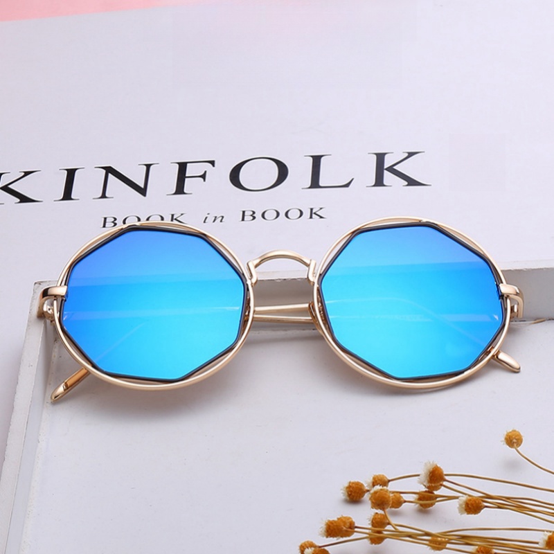Lunettes de soleil rondes en métal pour femmes et hommes, lunettes de soleil à grande monture, lunettes argentées, mode féminine, UV400, 2024