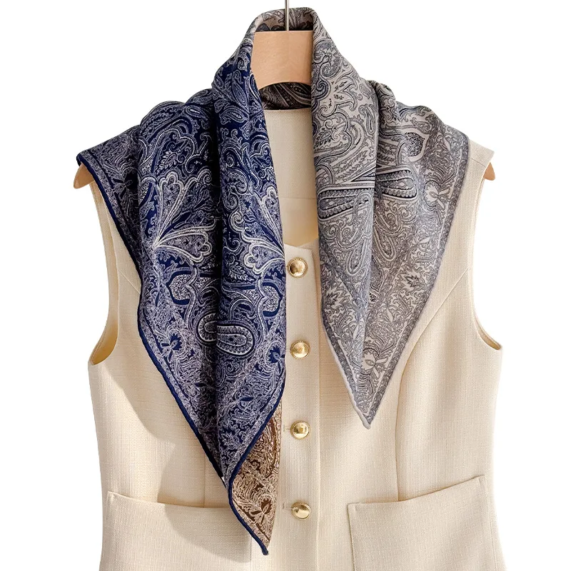 70% laine 30% véritable foulard en soie pour femmes Bandana foulards carrés foulard mûrier mode été plage haute qualité Hijab foulard