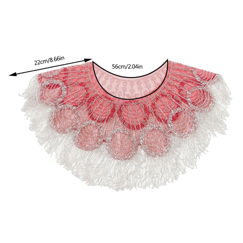 Femmes des années 1920 perles glands broderie châle enveloppement frangé soirée Capes mariage mariée couvrir écharpe