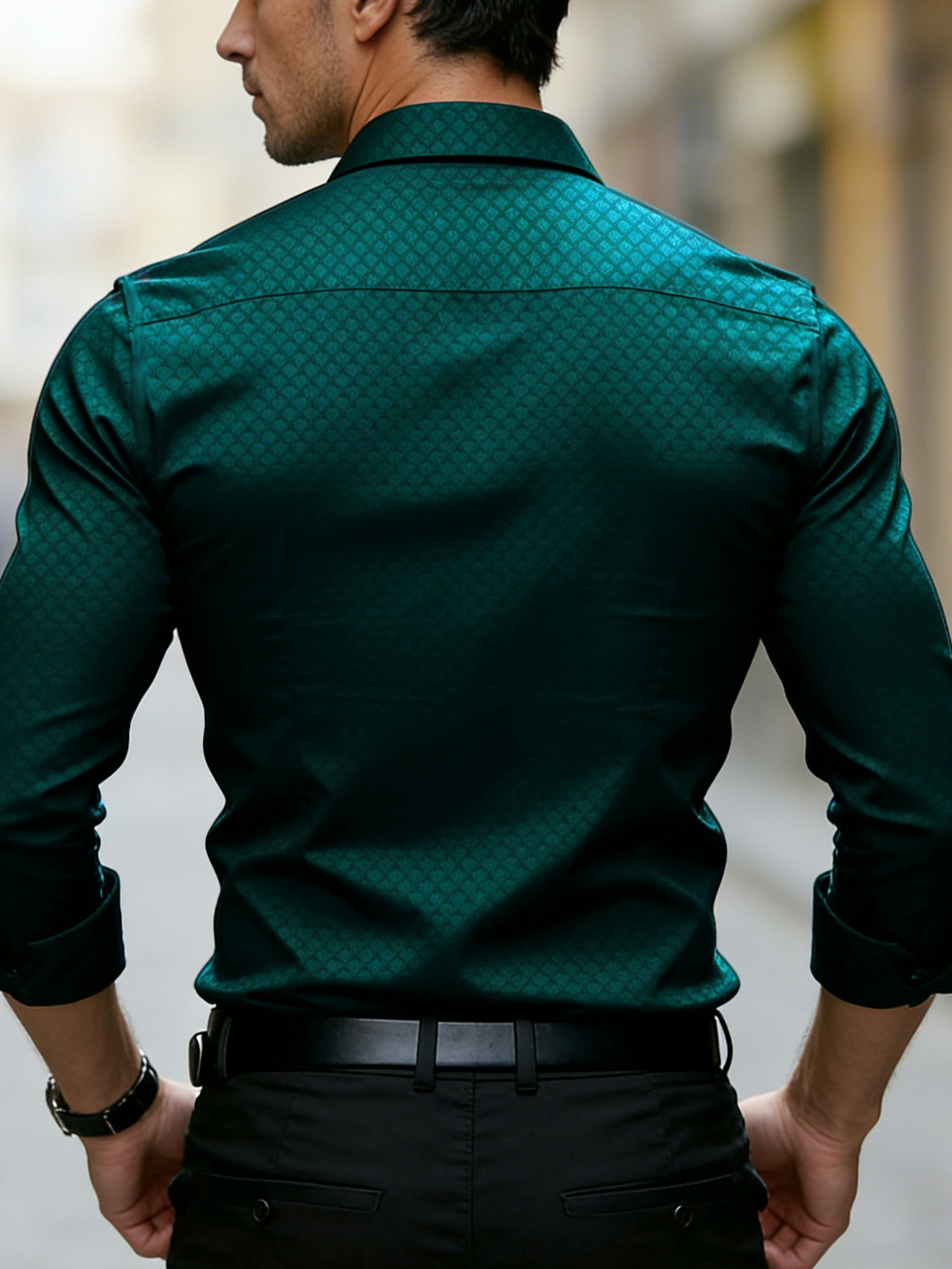 Chemise Homme FGKKS – Nouvelle Collection Luxe Décontractée Chic à Manches Longues Micro-Élastique pour Affaires et Cérémonies – Blanche