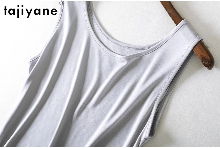 TAJIYANE 70% débardeurs en soie de mûrier pour femme élégant sans manches hauts d'été 2025 couleur unie gilet en soie dames vêtements