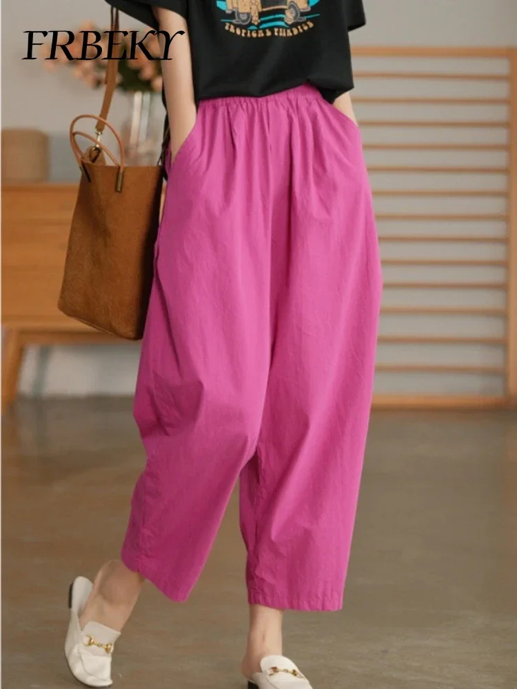 Pantalon taille haute à jambes larges pour femme, pantalon polyvalent, pantalon simple décontracté pour femme, fjun, nouveau document monochrome, neuf minutes, été