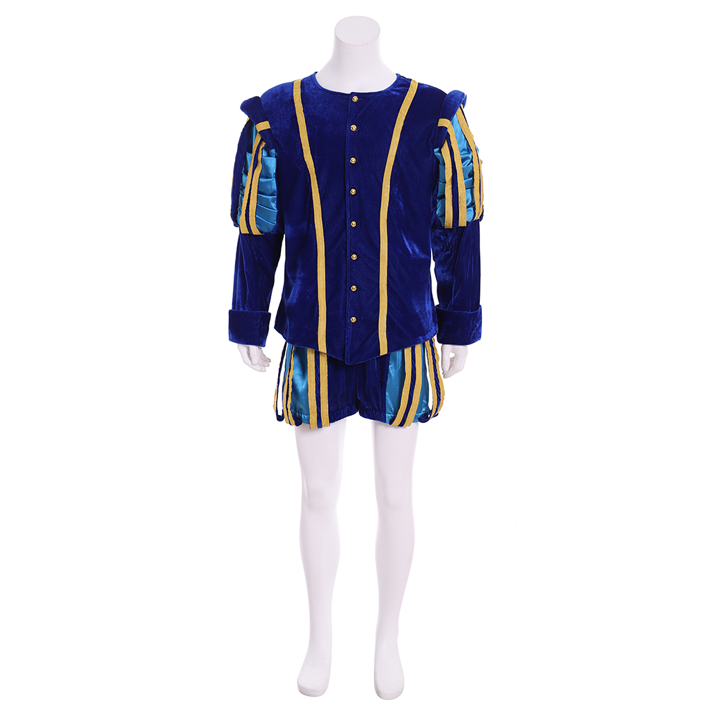 Costume de Cosplay Élisabéthain Tudor pour Homme, Tenues Bleues et Rouges avec Chapeau Everak, Uniforme de Prince Tudor, Ensemble Complet sur Mesure