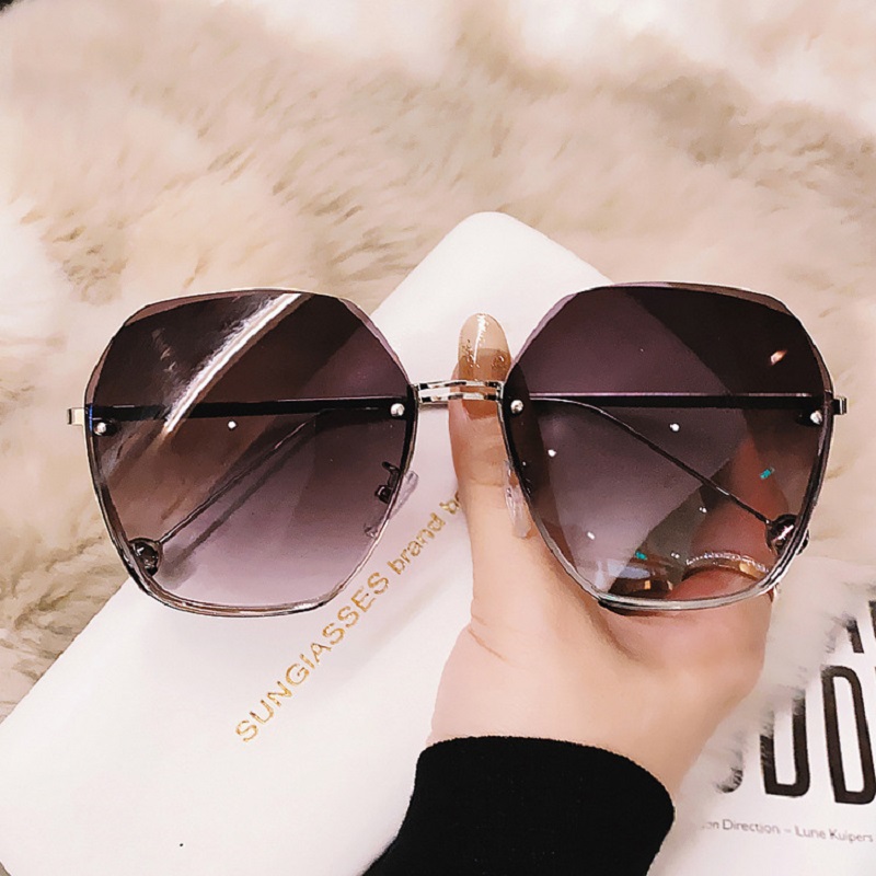 Lunettes de soleil rondes pour femmes, de marque, avec verres dégradés, sans monture, en métal, Oculos De Sol, de luxe, pour créateurs
