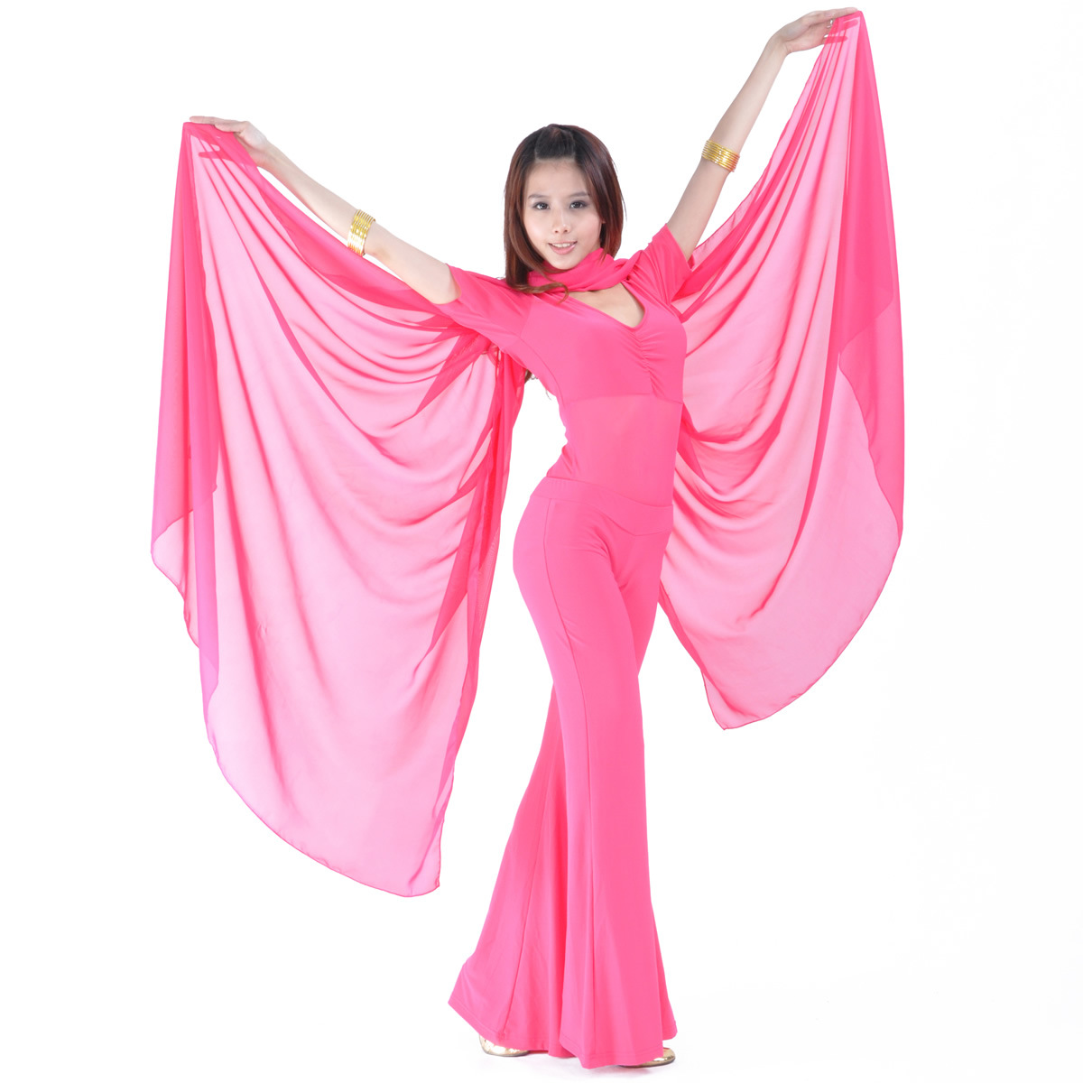 Voile de danse en mousseline de soie, couleur unie, texture légère, châle, écharpe pour femme, accessoires vestimentaires, voile de danse du ventre 250 cm x 120 cm