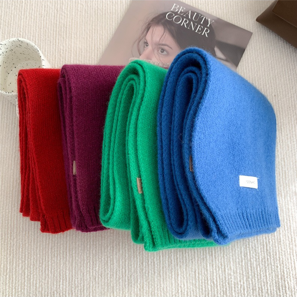 Écharpe tricotée pour femme 100% laine, écharpes chaudes d'hiver, design uni coloré, châle épaissi, cachemire doux, pashmina pour le cou