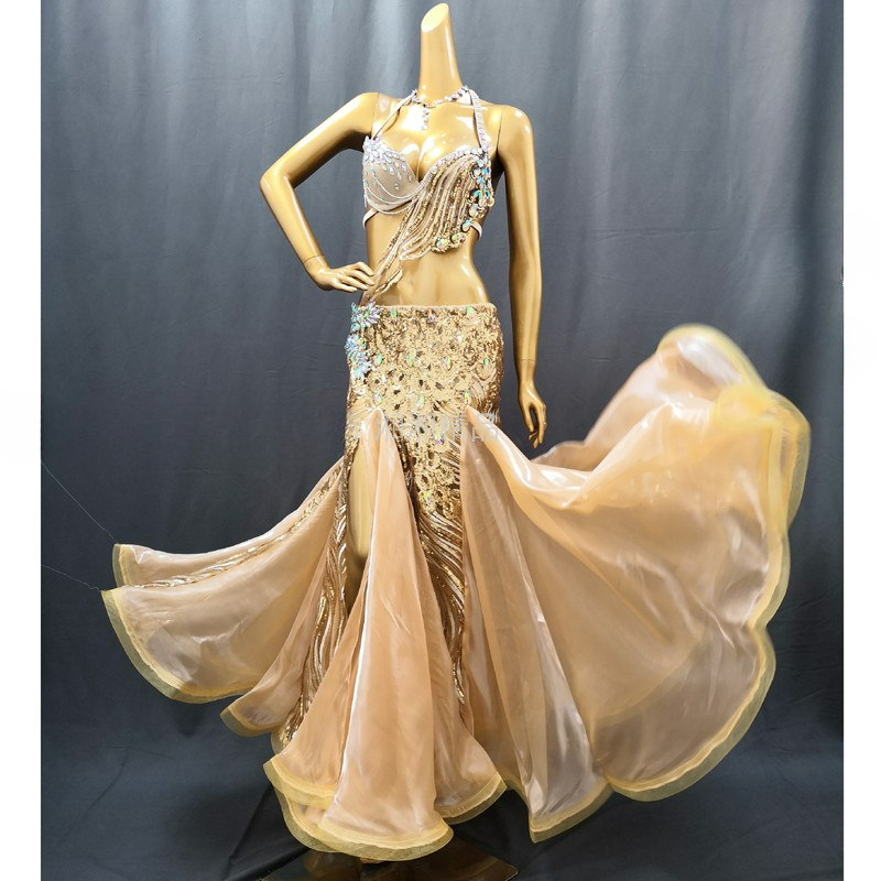 Ensemble de Costumes de concours de danse du ventre pour femmes, vêtements de spectacle de danse du ventre, costume de danse du ventre, tenue orientale personnalisée