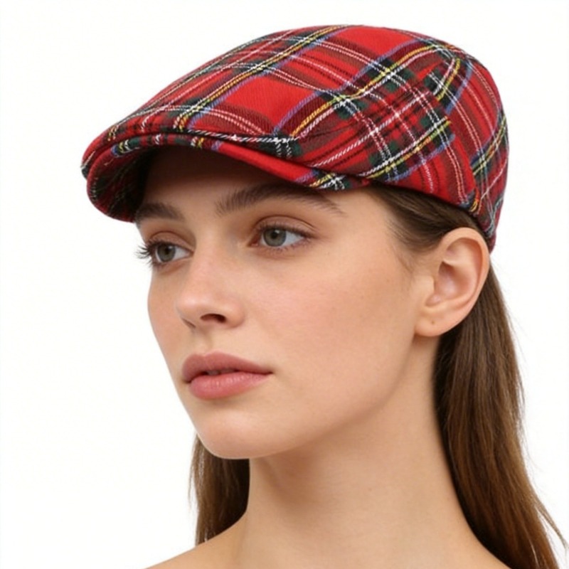 Casquette Gavroche Classique à Carreaux Britanniques, Chapeau de Chauffeur Tendance pour Hommes et Femmes, Design Unisexe Élégant, Casquette Plate Réglable, Bérets Hip Hop