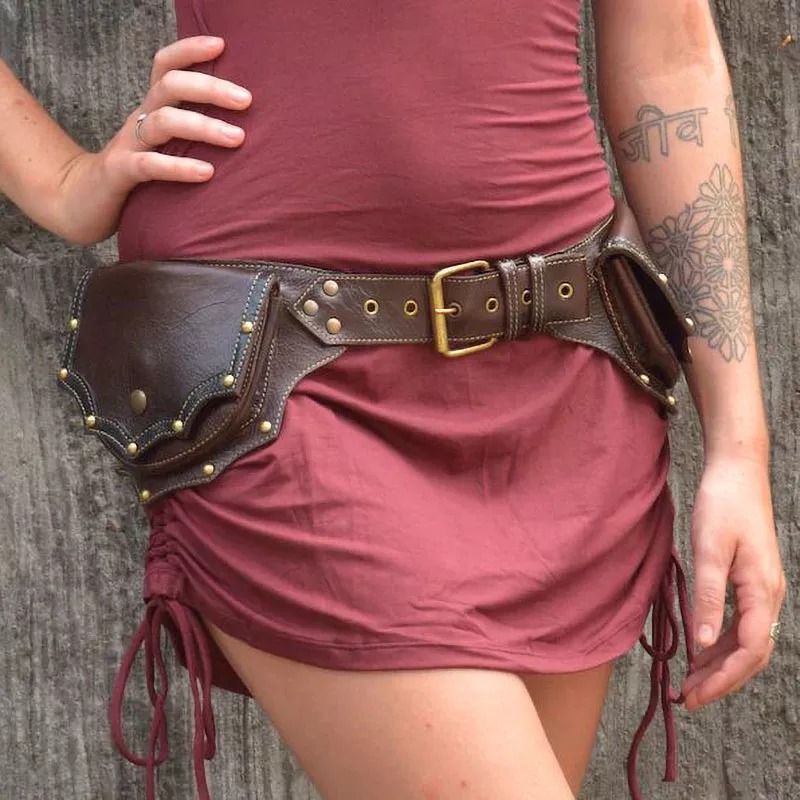 Sac de ceinture utilitaire en cuir PU pour femmes, Steampunk médiéval, sac banane de poche, chevalier Viking Cosplay, sac de hanche Vintage, accessoires de Festival
