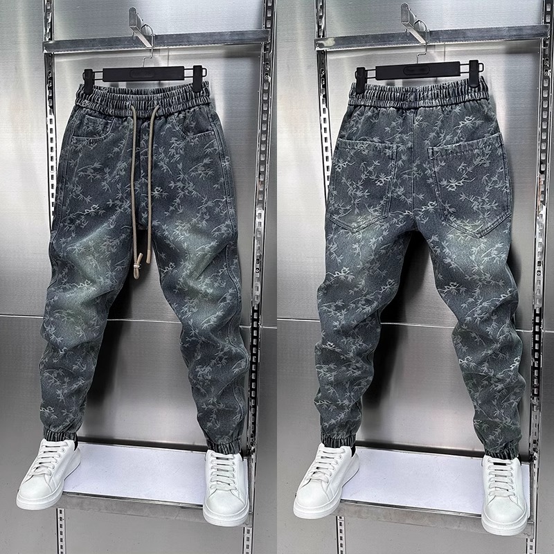 Jean classique américain Jacquard, sarouel à articulations, de haute qualité, ample, Harajuku, jambes droites, vêtements pour hommes