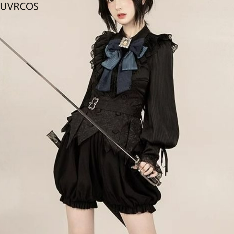 Japonais Kawaii Lolita Blouses femmes victorien Vintage lanterne manches dessus De chemise Y2k esthétique Cospaly JK Blusas Mujer De Moda