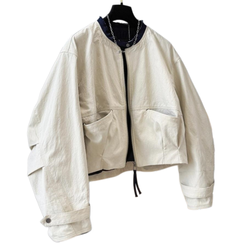 Veste Courte Femme Printemps Automne 2026 – Manteau Décontracté et Élégant à Col Rond pour Femme, Polyvalent et Tendance